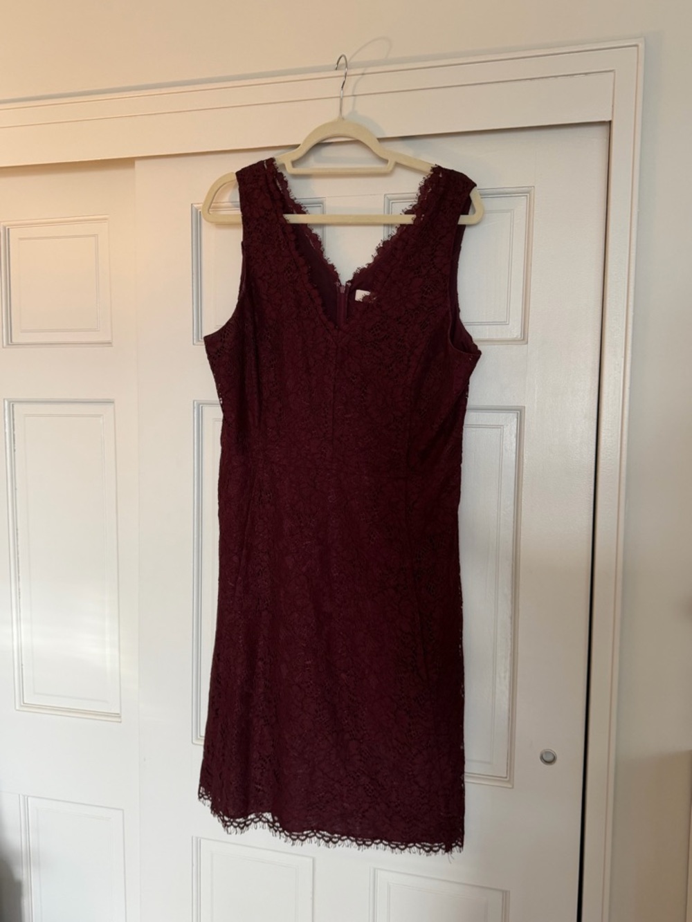 LOFT Lace Sleeveless Dress in Burgundy